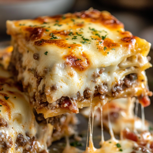 Parmesan Garlic Bacon Cheeseburger Lasagna
