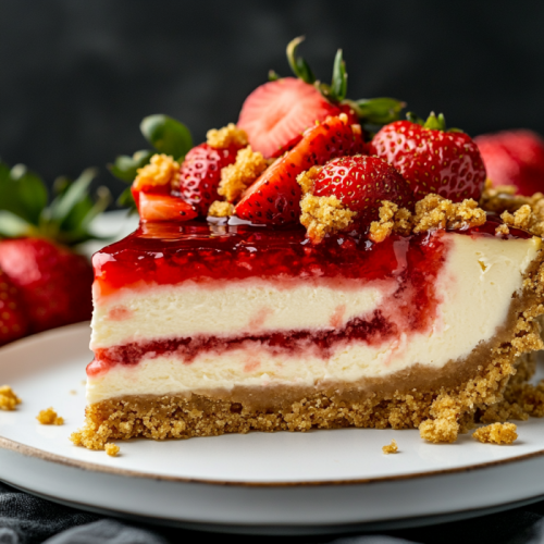 Delicious Strawberry Crunch Cheesecake – A Classic With a Twist!