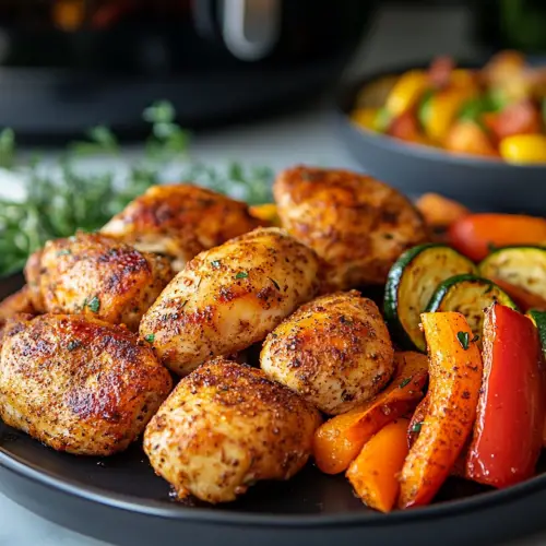Air Fryer Chicken and Vegetables (in 15 Minutes!)