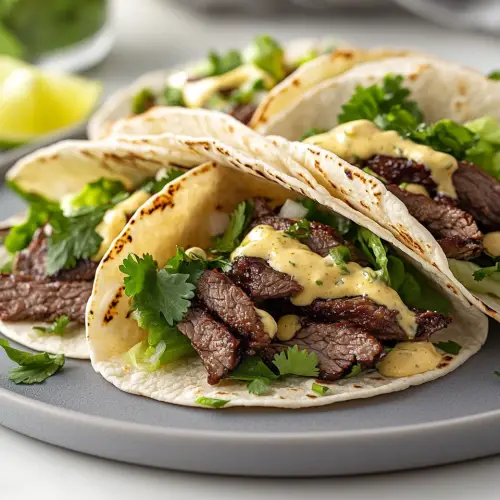 Garlic Butter Honey BBQ Beef Tacos