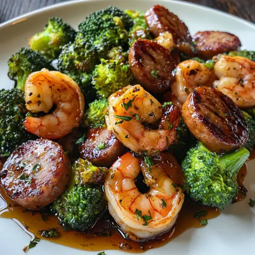 Easy Honey Garlic Shrimp with Sausage & Veggies