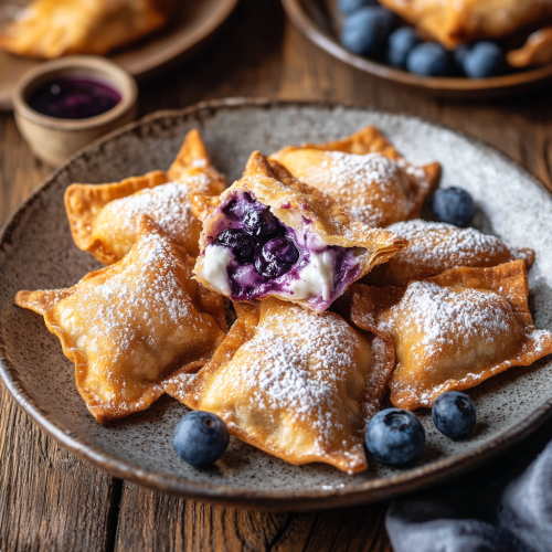 Air Fryer Blueberry Cheesecake Wontons