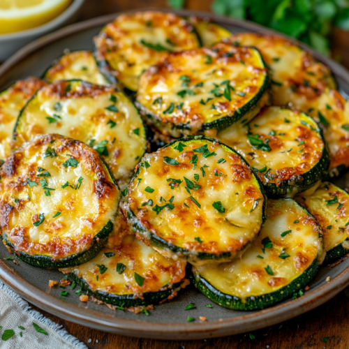 Cheesy Garlic Zucchini Steaks