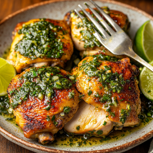 Chimichurri Chicken Thighs (Marinated & Baked)