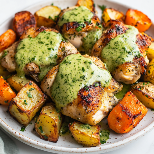Green Goddess Chicken with Roasted Vegetables
