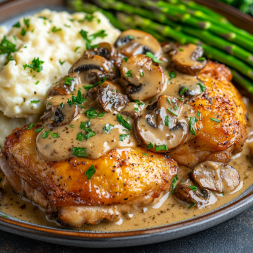 Keto Chicken Thighs with Creamy Mushroom Sauce