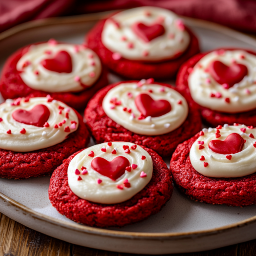 Valentine’s Day Red Velvet Cookies with Cream Cheese