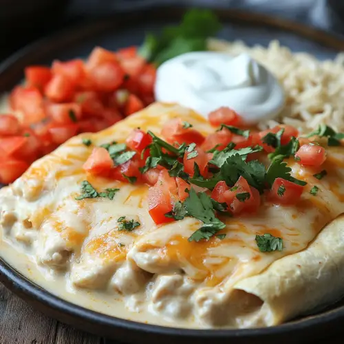 Creamy White Chicken Enchiladas – Easy & Cheesy!