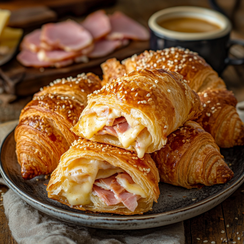 Baked Ham and Cheese Croissants