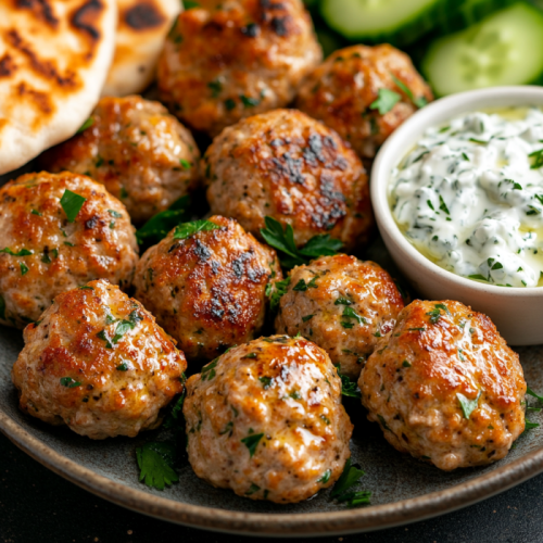 Greek Turkey Meatballs with Tzatziki