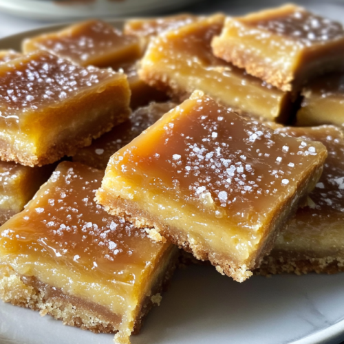 Quick and Easy Gooey Salted Caramel Butter Cake Bars Recipe