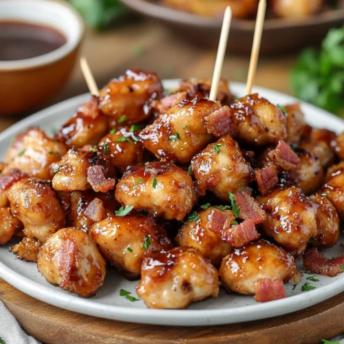 Maple Bacon Glazed Chicken Bites