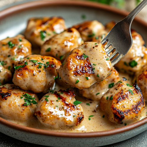 Creamy Garlic Chicken Bites Recipe