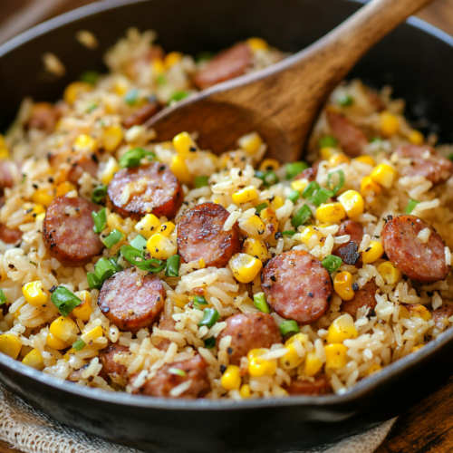 One-Skillet Sweet Corn Fried Rice with Kielbasa