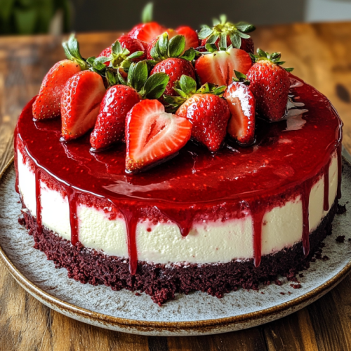 Red Velvet Strawberry Cheesecake
