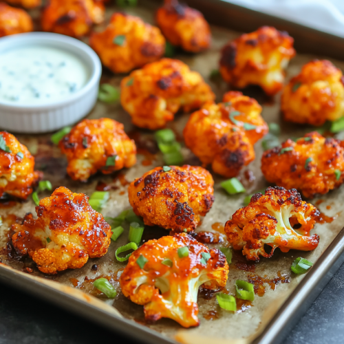 Easy Crispy One Pan Buffalo Cauliflower Wings