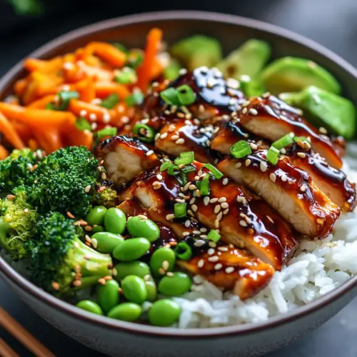 Sticky Chicken Rice Bowls Recipe