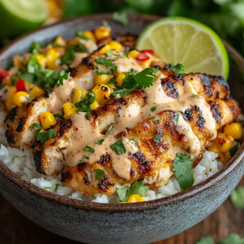Loaded Street Corn Chicken Rice Bowl