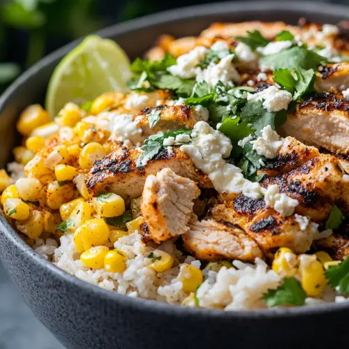 Street Corn Chicken Rice Bowl