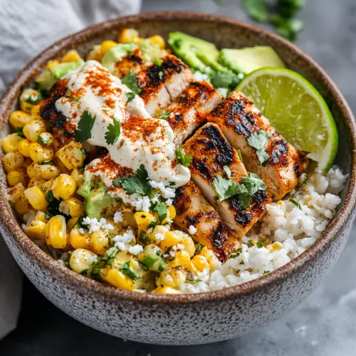 Delicious Street Corn Chicken Rice Bowl